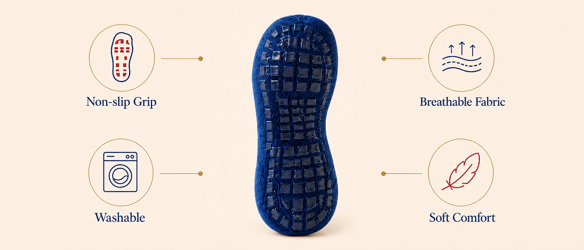 Blue Non-Slip Garba Socks
