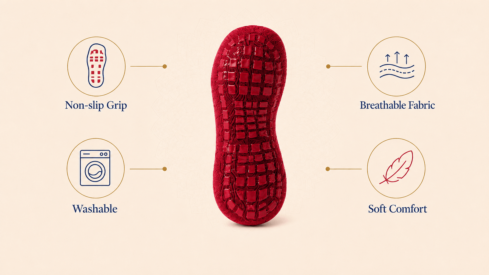 Red Non-Slip Garba Socks