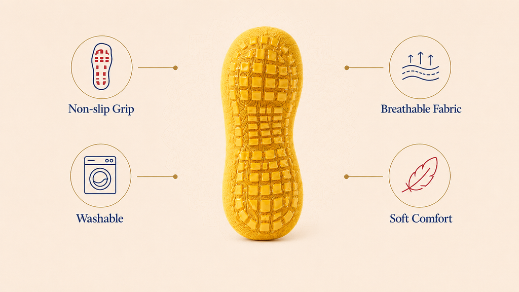 Yellow Non-Slip Garba Socks