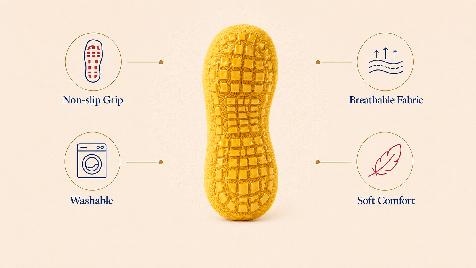 Yellow Non-Slip Garba Socks